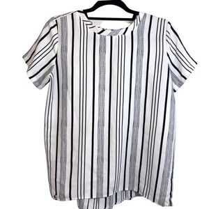 LOFT Black White Blouse Top Office Preppy Business Chic Workwear Chic Small